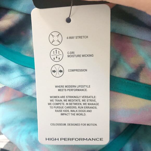 NWT Colosseum Women's Amour Workout Leggings Tie Dye Teal Medium Activewear Gym - Picture 9 of 9